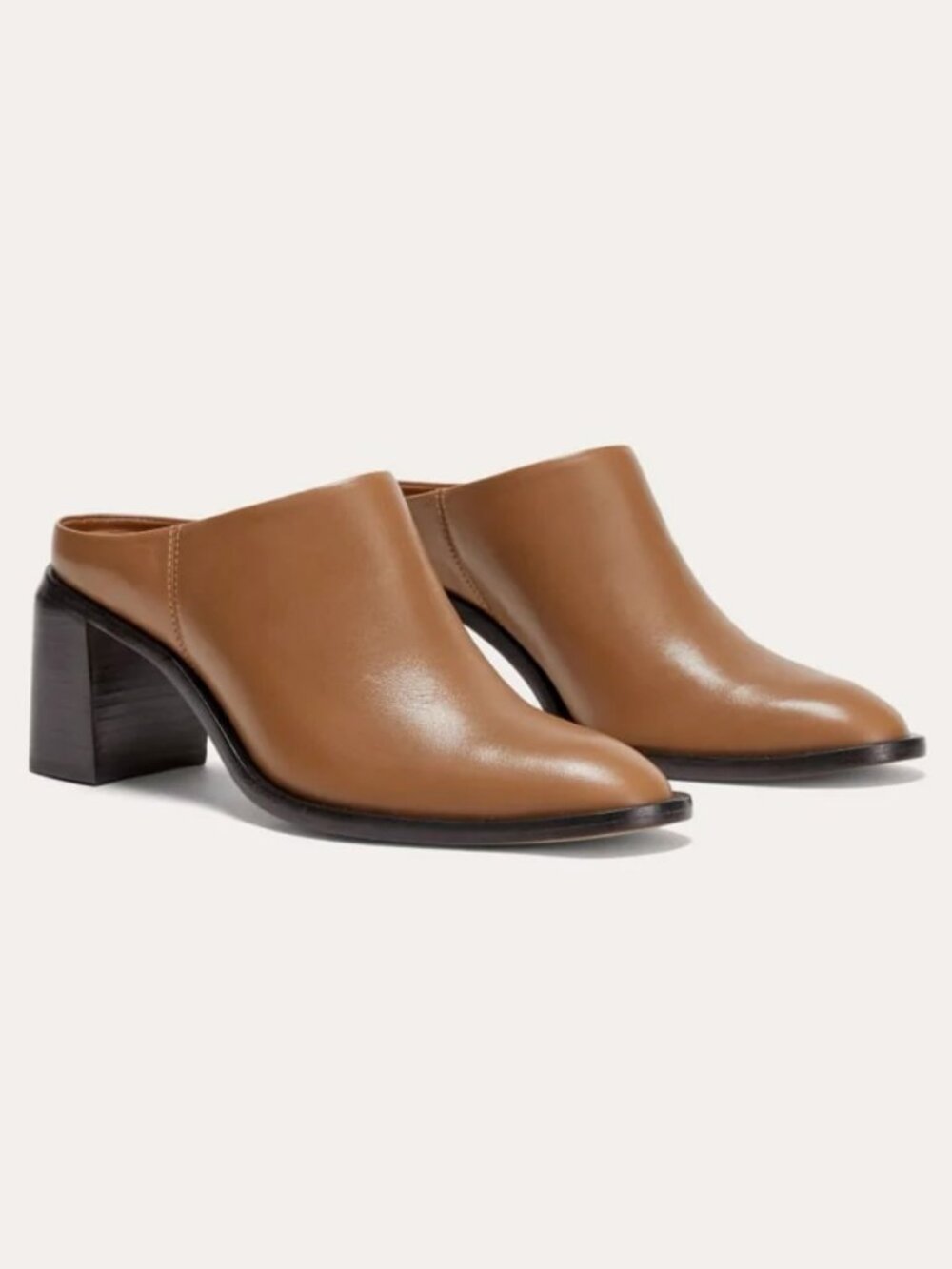 Everlane The Outlaw Leather Tapered-Toe Slip-On Mule (Saddle Brown)